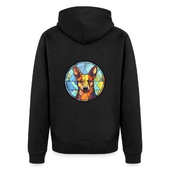 Australian Kelpie Dog Breed Stained Glass Colorful - Unisex Premium Organic Zip Hoodie - black - Back - Nico (187cm)