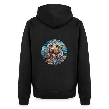 Bergamasco Hunderasse Buntes Glas Buntes Wasser - Unisex Premium Bio Zip Hoodie - Schwarz - Hinten - Nico (187cm)