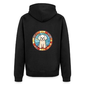 Bichon Frise Dog Breed Stained Glass Colorful Wate - Unisex Premium Organic Zip Hoodie - black - Back - Nico (187cm)