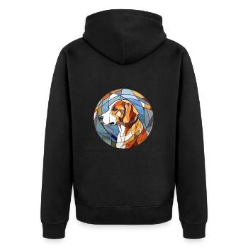 Braque Auvergne Hunderasse Buntglas Bunt W - Unisex Premium Bio Zip Hoodie - Schwarz - Hinten - Nico (187cm)