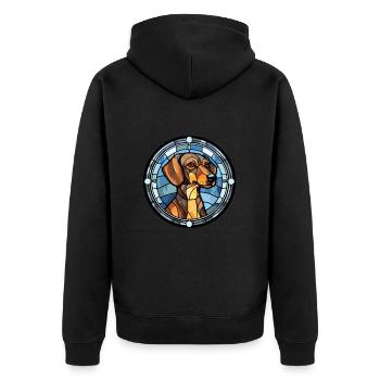 Braque Francais chien race vitrail coloré W - Veste à capuche bio Premium Unisexe - noir - Dos - Nico (187cm)