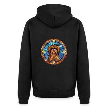 Griffon belge chien race vitrail coloré W - Veste à capuche bio Premium Unisexe - noir - Dos - Nico (187cm)