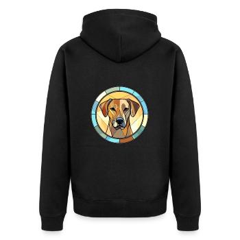 Black Mouth Cur Dog Breed Stained Glass Colorful W - Unisex Premium Organic Zip Hoodie - black - Back - Nico (187cm)
