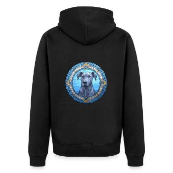 Bleu dentelle chien race vitrail coloré Waterco - Veste à capuche bio Premium Unisexe - noir - Dos - Nico (187cm)