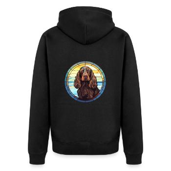 Boykin Spaniel chien race vitrail coloré Wa - Veste à capuche bio Premium Unisexe - noir - Dos - Nico (187cm)
