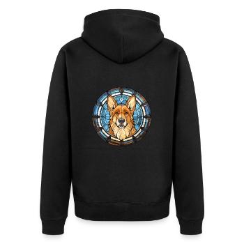 Karpatenschäferhund Rasse Buntglas Farbe - Unisex Premium Bio Zip Hoodie - Schwarz - Hinten - Nico (187cm)