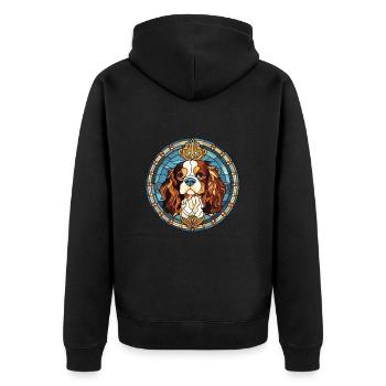 Cavalier Dog Breed Stained Glass Colorful Watercol - Unisex Premium Organic Zip Hoodie - black - Back - Nico (187cm)