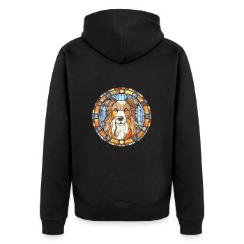 Collie chien race vitrail aquarelle colorée - Veste à capuche bio Premium Unisexe - noir - Dos - Nico (187cm)
