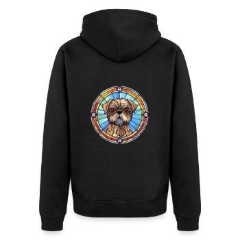 Griffon de Bruxelles chien race vitrail coloré - Veste à capuche bio Premium Unisexe - noir - Dos - Nico (187cm)