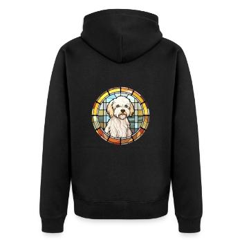 Coton De Tuléar chien race vitrail coloré W - Veste à capuche bio Premium Unisexe - noir - Dos - Nico (187cm)