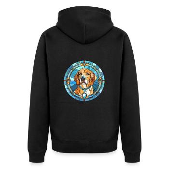 Deutscher Wachtelhund Dog Breed Stained Glass Colo - Unisex Premium Organic Zip Hoodie - black - Back - Nico (187cm)