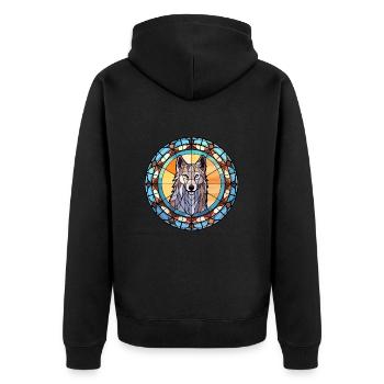 Tchécoslovaque chien-loup chien race vitrail couleur - Veste à capuche bio Premium Unisexe - noir - Dos - Nico (187cm)