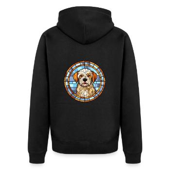 Dandie Dinmont Terrier chien race vitrail Col - Veste à capuche bio Premium Unisexe - noir - Dos - Nico (187cm)