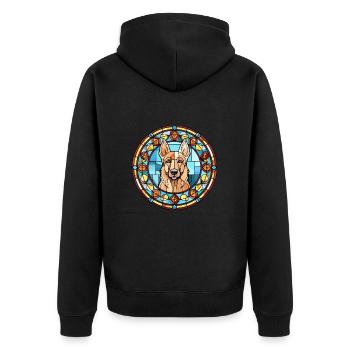 Berger d’Europe de l’Est chien race vitrail Col - Veste à capuche bio Premium Unisexe - noir - Dos - Nico (187cm)