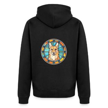 Ostsibirische Laika-Hunderasse Buntglasfarbe - Unisex Premium Bio Zip Hoodie - Schwarz - Hinten - Nico (187cm)