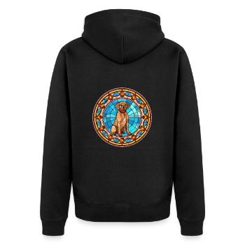 Dutch Smoushond Dog Breed Stained Glass Colorful W - Unisex Premium Organic Zip Hoodie - black - Back - Nico (187cm)
