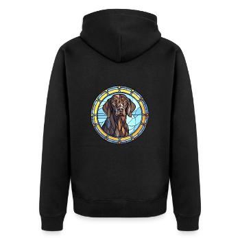 Frisian Pointing Dog Breed Stained Glass Colorful - Unisex Premium Organic Zip Hoodie - black - Back - Nico (187cm)