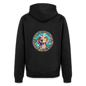 Gascogne Saintongeois Hunderasse Buntglas Farbe - Unisex Premium Bio Zip Hoodie - Schwarz - Hinten - Nico (187cm)
