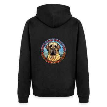 Englische Dogge Hunderasse Buntes Glas Buntes W - Unisex Premium Bio Zip Hoodie - Schwarz - Hinten - Nico (187cm)