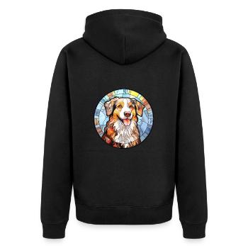 English Shepherd Dog Breed Stained Glass Colorful - Unisex Premium Organic Zip Hoodie - black - Back - Nico (187cm)