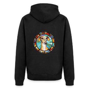 Galgo Español Hunderasse Buntes Glas Bunt Wat - Unisex Premium Bio Zip Hoodie - Schwarz - Hinten - Nico (187cm)