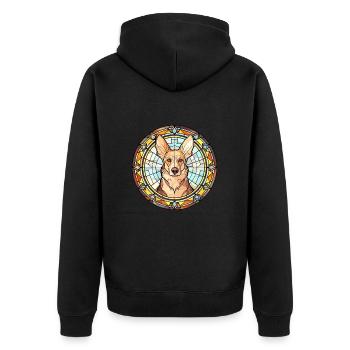 Georgischer Schäferhund Rasse Buntglas Bunt - Unisex Premium Bio Zip Hoodie - Schwarz - Hinten - Nico (187cm)