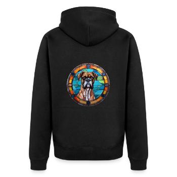 Deutsche Boxer Hund Rasse Bunt Glas Bunt Wate - Unisex Premium Bio Zip Hoodie - Schwarz - Hinten - Nico (187cm)