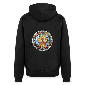 Goldendoodle Dog Breed Stained Glass Colorful Wate - Unisex Premium Organic Zip Hoodie - black - Back - Nico (187cm)