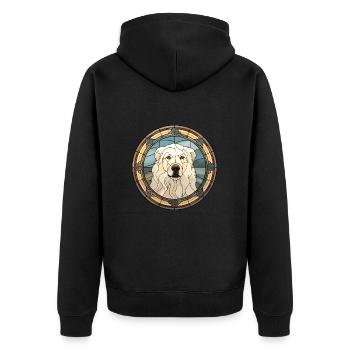 Grande race de chien des Pyrénées vitrail coloré Wa - Veste à capuche bio Premium Unisexe - noir - Dos - Nico (187cm)
