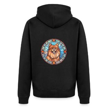 Eurasier Dog Breed Stained Glass Colorful Watercol - Unisex Premium Organic Zip Hoodie - black - Back - Nico (187cm)