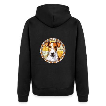 Foxterrier Glatte Hunderasse Buntglas Colorfu - Unisex Premium Bio Zip Hoodie - Schwarz - Hinten - Nico (187cm)