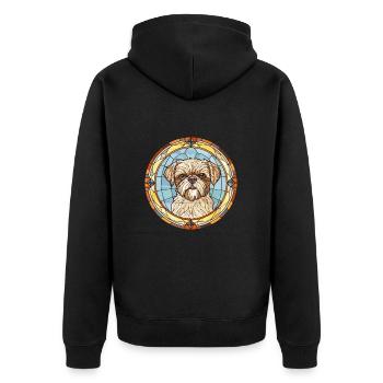 Griffon Bruxellois Hunderasse Buntglas Colorfu - Unisex Premium Bio Zip Hoodie - Schwarz - Hinten - Nico (187cm)