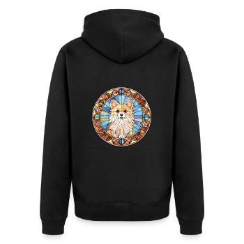 Spitz indien chien race vitrail coloré Wate - Veste à capuche bio Premium Unisexe - noir - Dos - Nico (187cm)