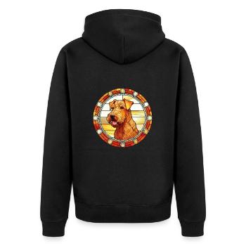 Irish Terrier chien race vitrail coloré Wat - Veste à capuche bio Premium Unisexe - noir - Dos - Nico (187cm)