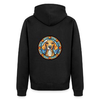 Jamthund Dog Breed Stained Glass Colorful Watercol - Unisex Premium Organic Zip Hoodie - black - Back - Nico (187cm)