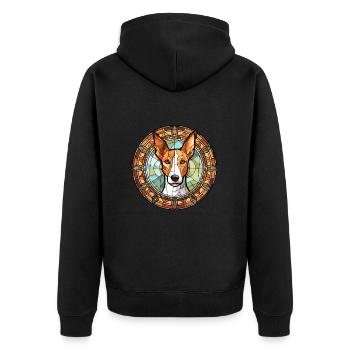Ibizan Hound Dog Breed Stained Glass Colorful Wate - Unisex Premium Organic Zip Hoodie - black - Back - Nico (187cm)