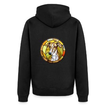 Lurcher Dog Breed Stained Glass Colorful Watercolo - Unisex Premium Organic Zip Hoodie - black - Back - Nico (187cm)