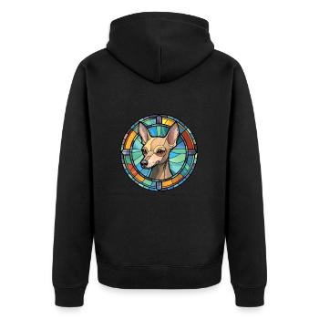 Mexikanische haarlose Hunderasse Buntglas Bunt - Unisex Premium Bio Zip Hoodie - Schwarz - Hinten - Nico (187cm)
