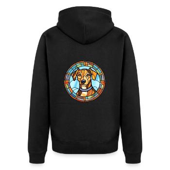 Jagdterrier Dog Breed Stained Glass Colorful Water - Unisex Premium Organic Zip Hoodie - black - Back - Nico (187cm)