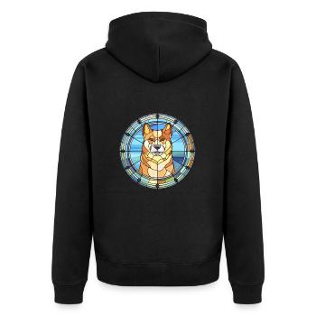 Jindo Dog Breed Stained Glass Colorful Watercolor - Unisex Premium Organic Zip Hoodie - black - Back - Nico (187cm)