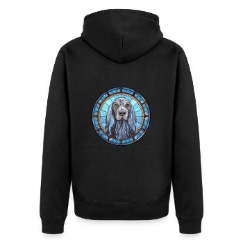 Griffon Bleu De Gascogne chien race vitrail C - Veste à capuche bio Premium Unisexe - noir - Dos - Nico (187cm)