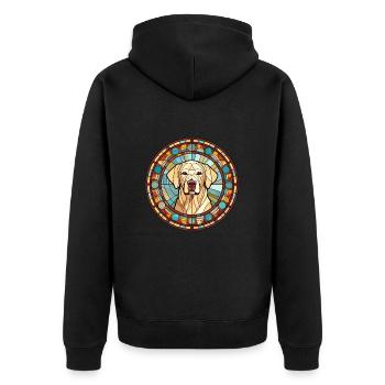 Labrador Retriever Hunderasse Buntglas Colorfu - Unisex Premium Bio Zip Hoodie - Schwarz - Hinten - Nico (187cm)