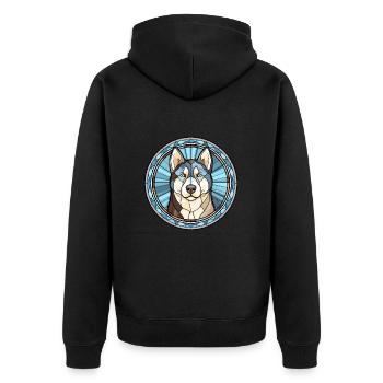 Labrador Husky chien race vitrail coloré Wa - Veste à capuche bio Premium Unisexe - noir - Dos - Nico (187cm)