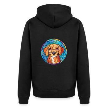 Lapinporokoira Dog Breed Stained Glass Colorful Wa - Unisex Premium Organic Zip Hoodie - black - Back - Nico (187cm)