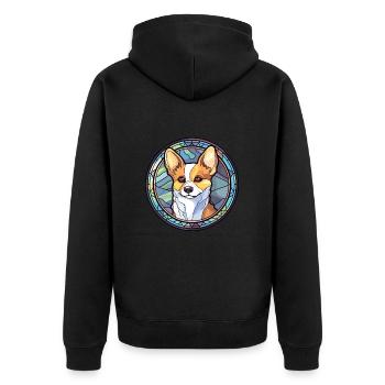 Lundehund Chien Race Vitrail Coloré Waterco - Veste à capuche bio Premium Unisexe - noir - Dos - Nico (187cm)