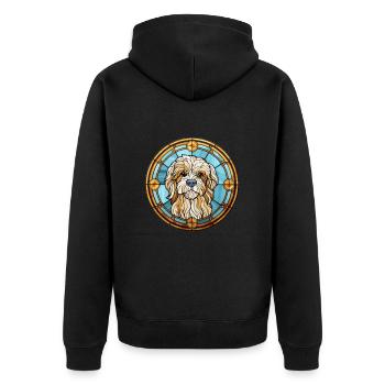 Lowchen Petit Lion Chien Race Vitrail Colorf - Veste à capuche bio Premium Unisexe - noir - Dos - Nico (187cm)