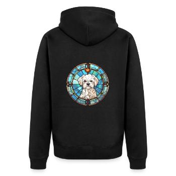 Chien maltais race vitrail coloré Watercolo - Veste à capuche bio Premium Unisexe - noir - Dos - Nico (187cm)