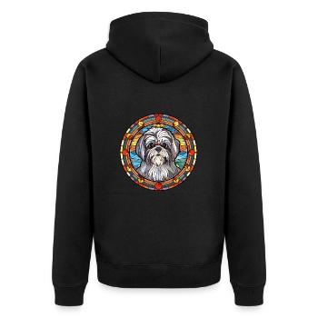 Bichon maltais Shih Tzu chien race vitrail coloré - Veste à capuche bio Premium Unisexe - noir - Dos - Nico (187cm)
