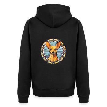 Miniatur Pinscher Hunderasse Buntglas Colorfu - Unisex Premium Bio Zip Hoodie - Schwarz - Hinten - Nico (187cm)
