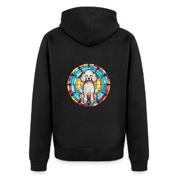 Miniatur Pudel Hunderasse Buntglas bunt - Unisex Premium Bio Zip Hoodie - Schwarz - Hinten - Nico (187cm)